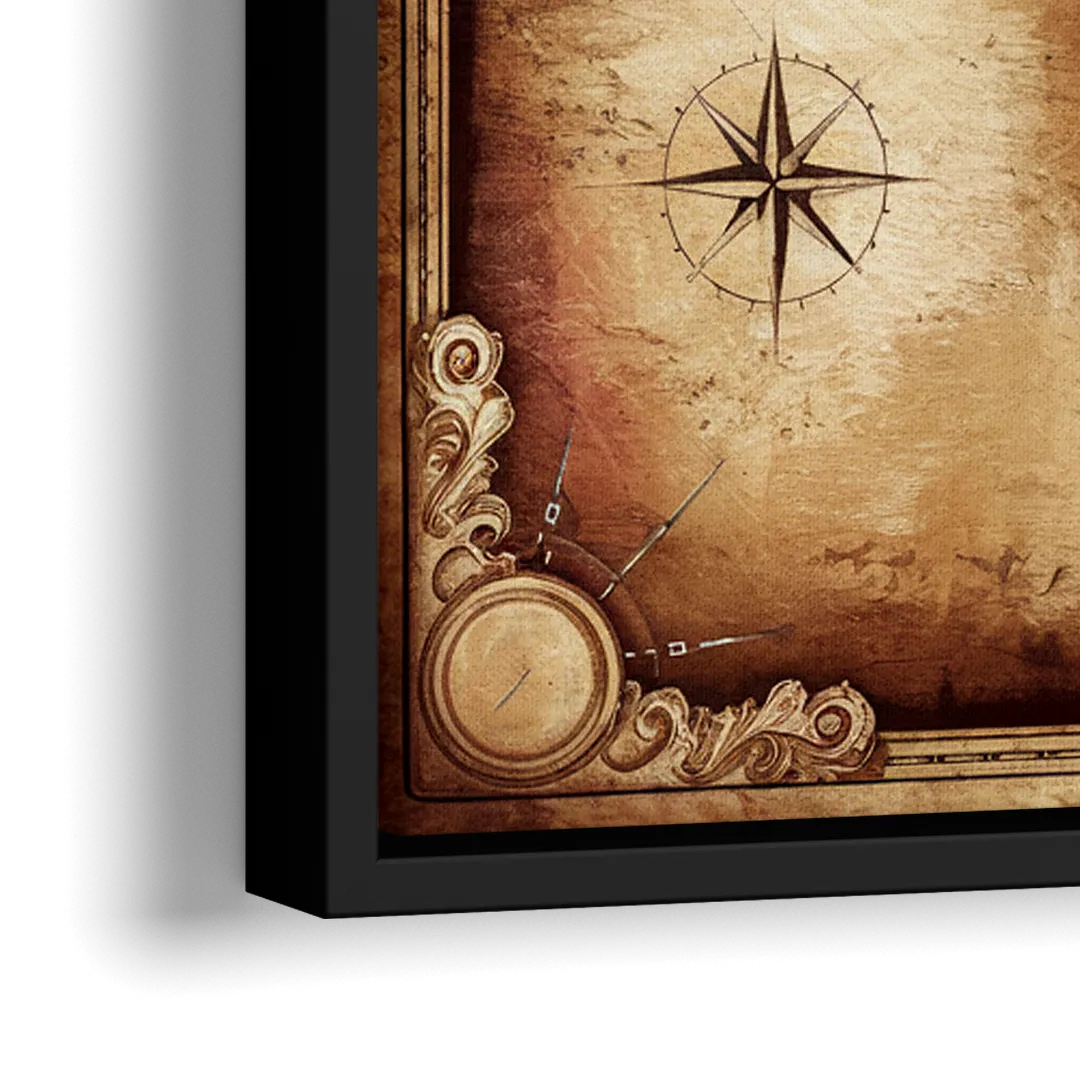 Washington DC Map Vintage - Close-Up Black Frame Canvas