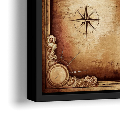 Washington DC Map Vintage - Close-Up Black Frame Canvas
