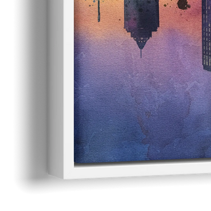 Buffalo Skyline Twilight - Close-Up White Frame Canvas