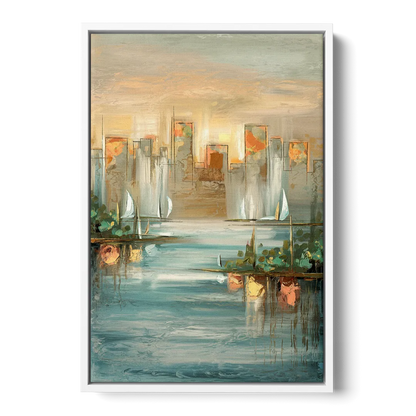 Buffalo Waterfront Tranquility - White Frame Canvas