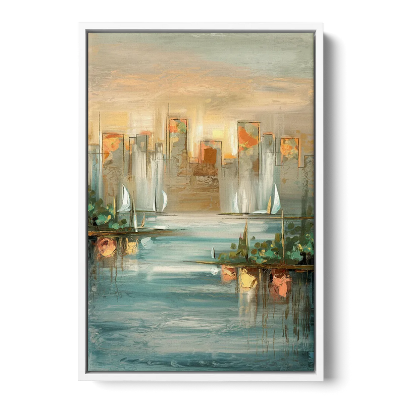Buffalo Waterfront Tranquility - White Frame Canvas