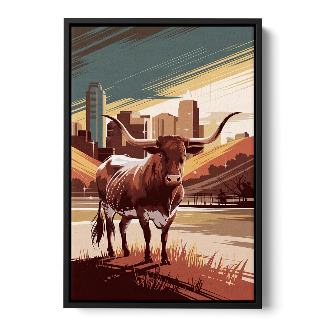 Austin Texas Longhorn Spirit - Black Frame Canvas