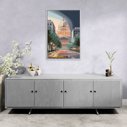 Madison Capitol Dome Glow - Living Room White Frame Canvas
