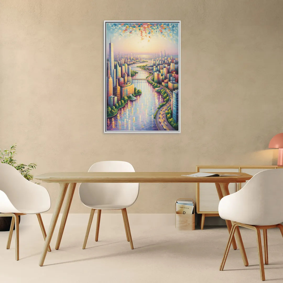 Skylon Tower View - Living Room White Frame Canvas