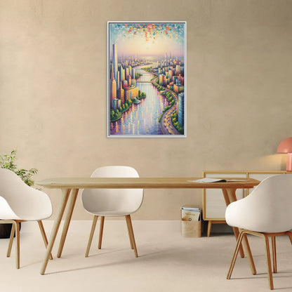 Skylon Tower View - Living Room White Frame Canvas