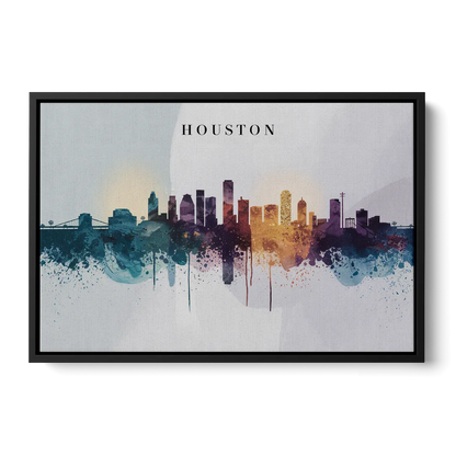Houston Skyline Horizon - Black Frame Canvas