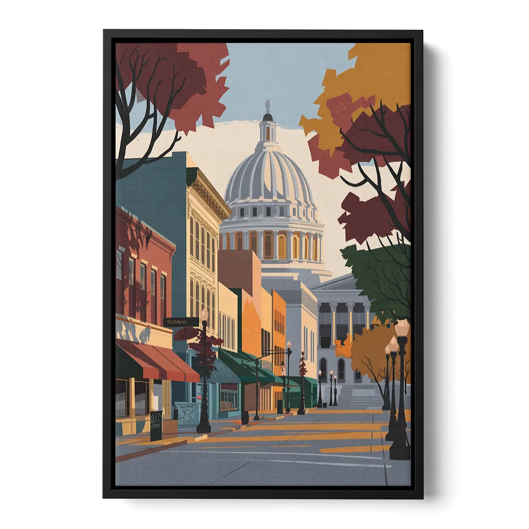 Madison State Street Vibes - Black Frame Canvas