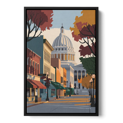 Madison State Street Vibes - Black Frame Canvas