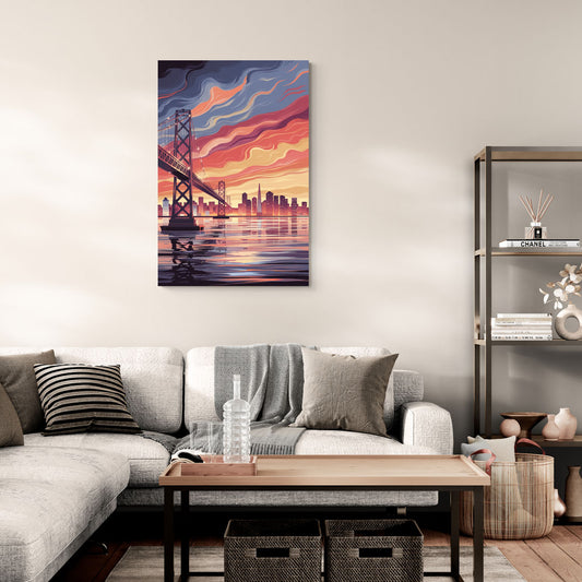 San Francisco Skyline at Sunset - Canvas Wall Art Living Room