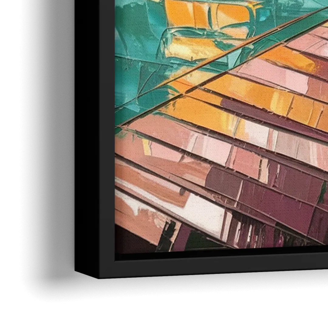 Miami Sunrise Over Water - Close-Up Black Frame Canvas