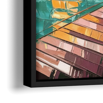Miami Sunrise Over Water - Close-Up Black Frame Canvas