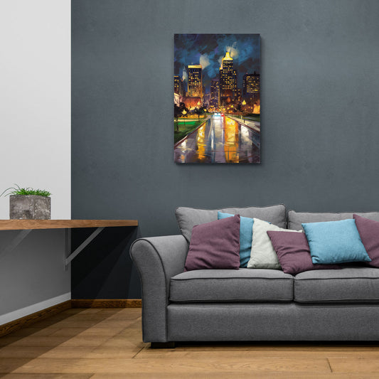 Wichita Downtown Lights - Canvas Wall Art Living Room