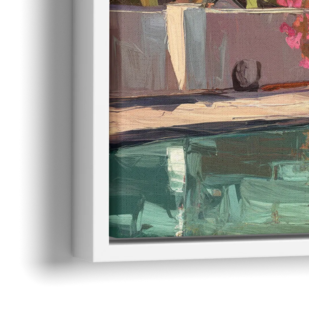 Palm Springs Sunlit Landscape - Close-Up White Frame Canvas