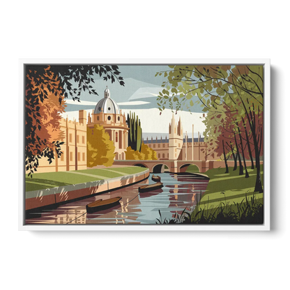 Oxford River Thames View - White Frame Canvas