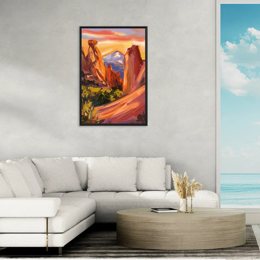 Colorado Springs Mountain View - Living Room Black Frame Canvas