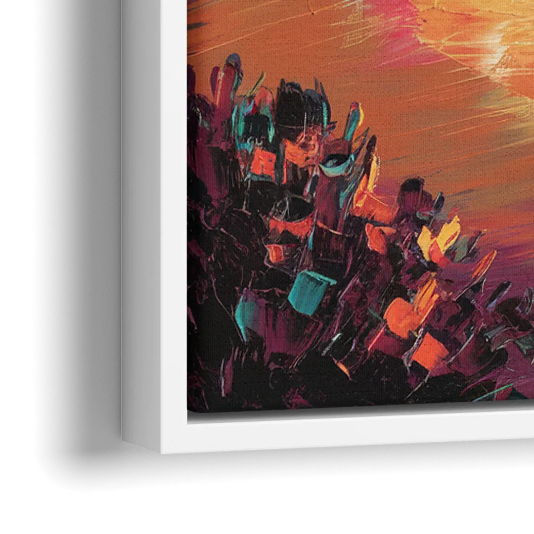 Honolulu Waikiki Beach Sunset - Close-Up White Frame Canvas