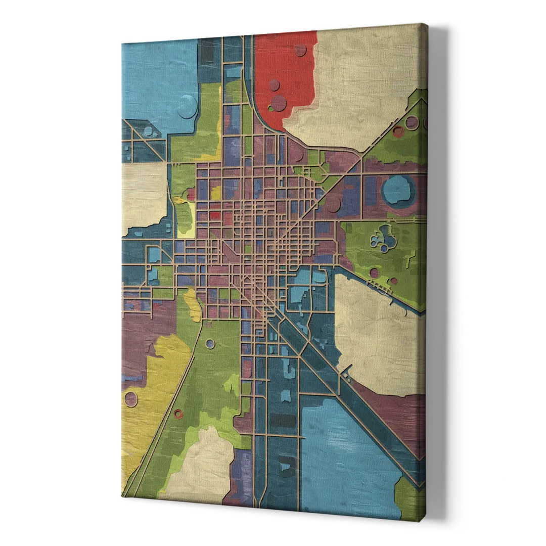 Atlanta Modern Map Design - Canvas Print Art Sides