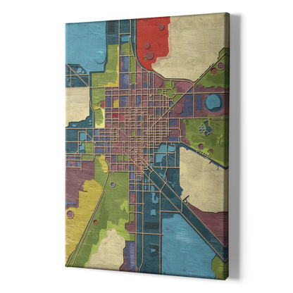Atlanta Modern Map Design - Canvas Print Art Sides