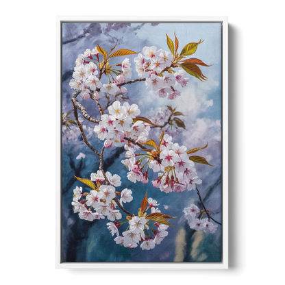 Queen Elizabeth Park Blossoms - White Frame Canvas
