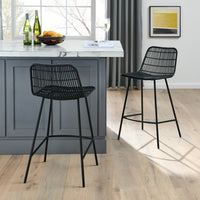 Natural Rattan 2-Piece Counter Chair Set – Elegant & Sturdy for Indoor Use