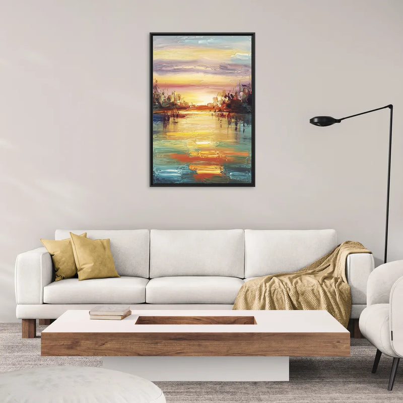 Buffalo Lake Erie Horizon - Living Room Black Frame Canvas