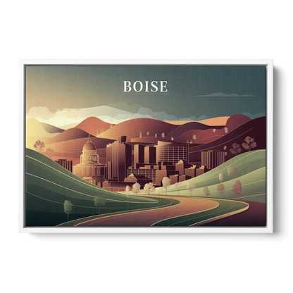 Boise Foothills Landscape - White Frame Canvas
