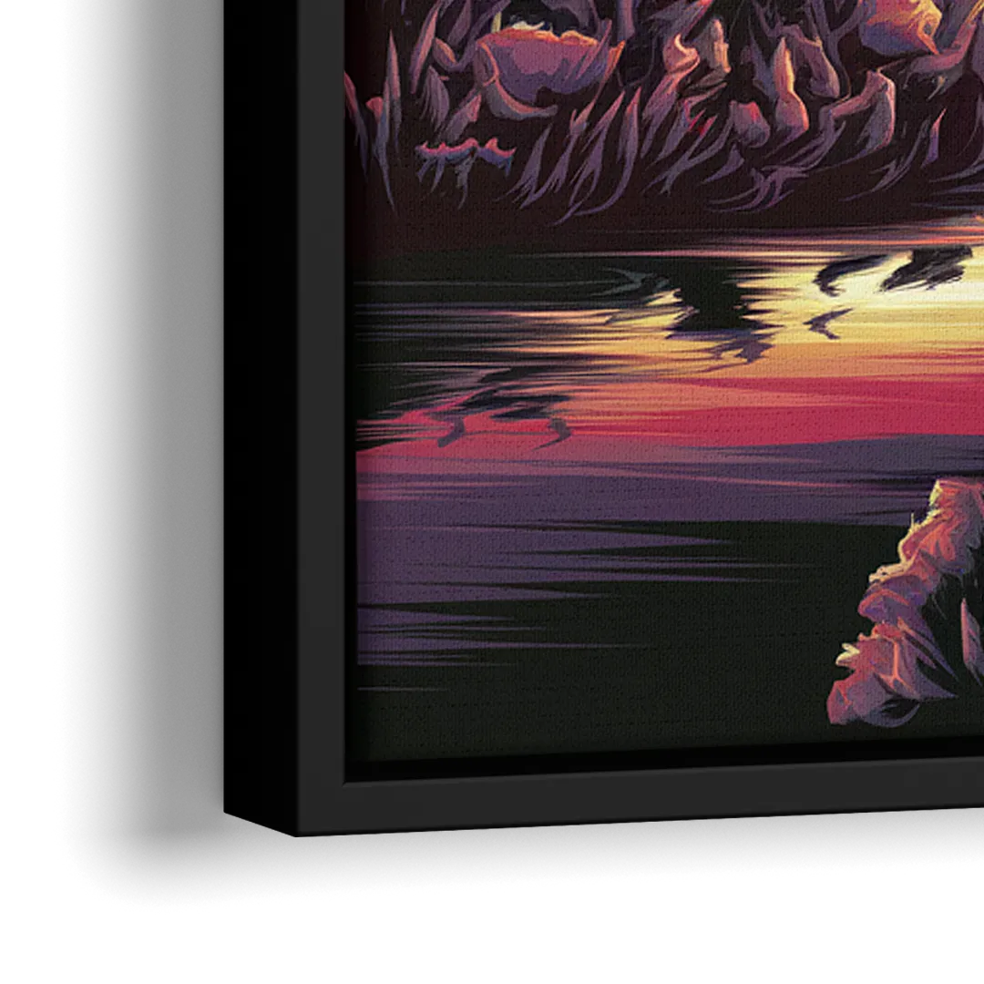 Austin Skyline Sunset - Close-Up Black Frame Canvas