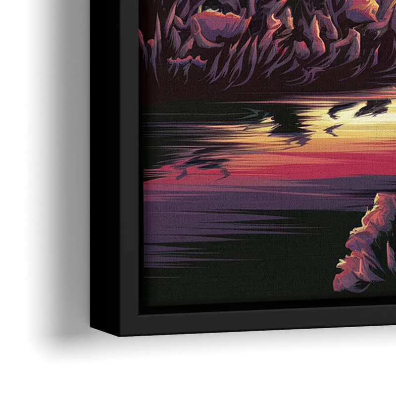 Austin Skyline Sunset - Close-Up Black Frame Canvas