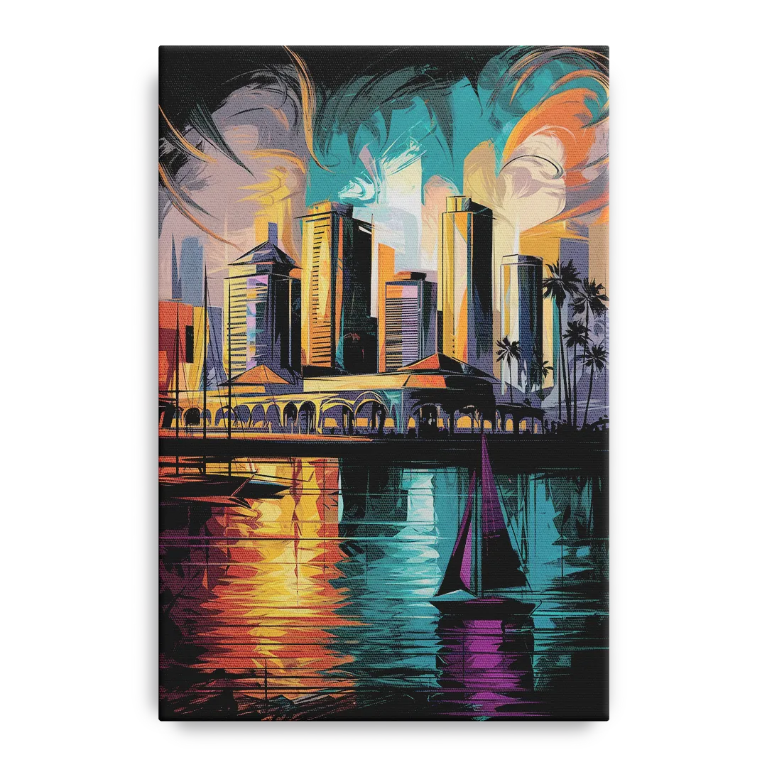 Corpus Christi Downtown Scene - Canvas Wall Art