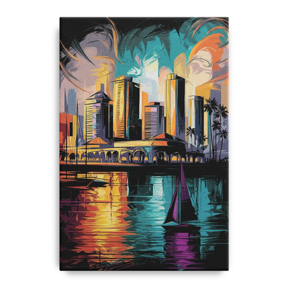 Corpus Christi Downtown Scene - Canvas Wall Art