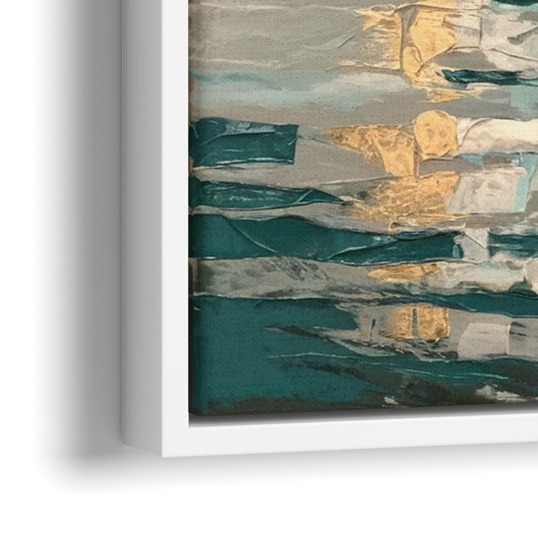 Jersey City Waterfront View - Close-Up White Frame Canvas