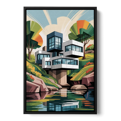 Habitat 67 Architecture - Black Frame Canvas