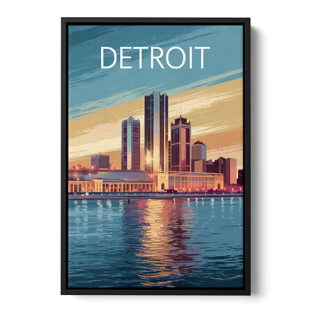 Detroit Historic Landmarks - Black Frame Canvas
