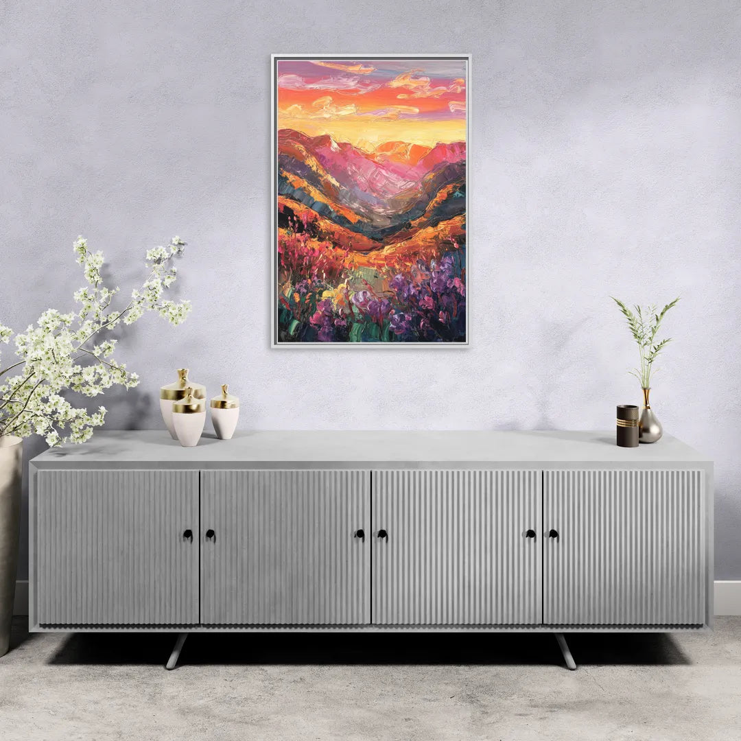 Vail Sunset Glow - Living Room White Frame Canvas