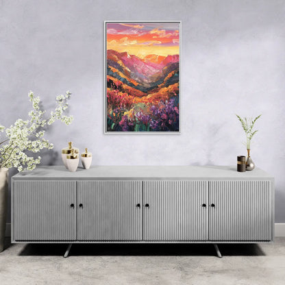 Vail Sunset Glow - Living Room White Frame Canvas