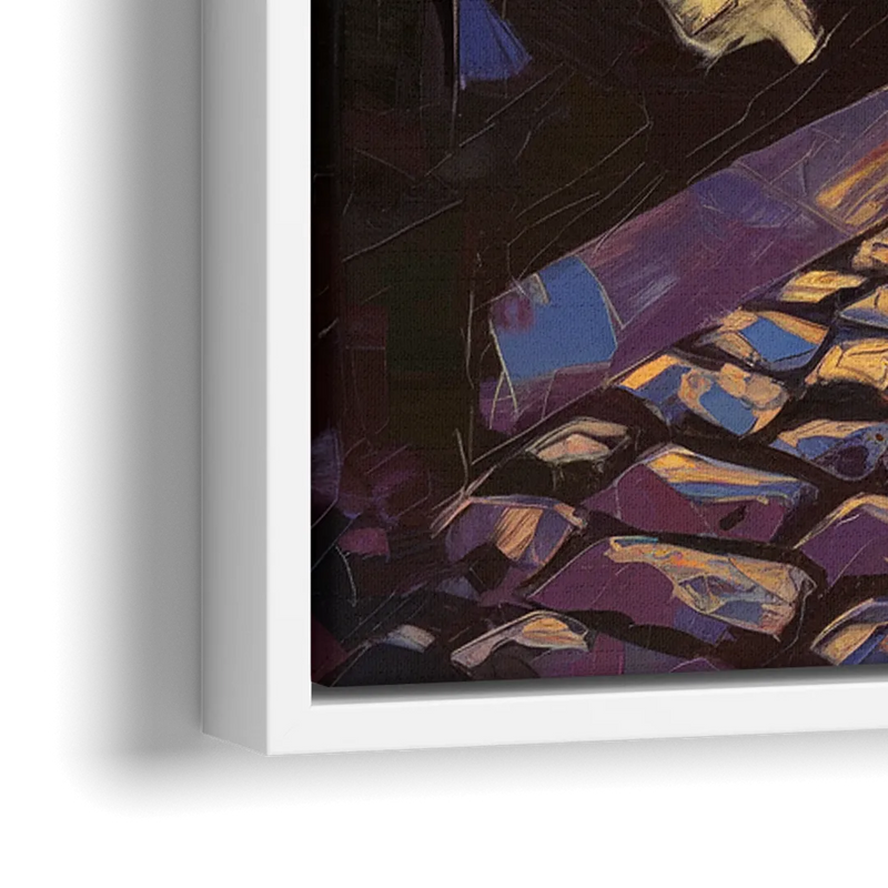 Boston Downtown Night Lights - Close-Up White Frame Canvas