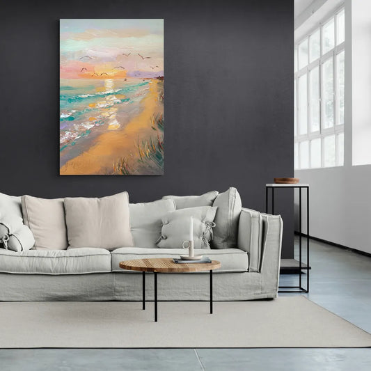 Galveston Beach Sunrise - Canvas Wall Art Living Room