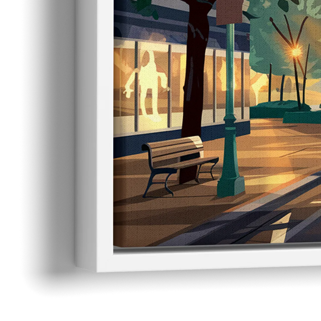 Eugene Cityscape Downtown - Close-Up White Frame Canvas