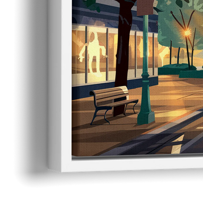 Eugene Cityscape Downtown - Close-Up White Frame Canvas