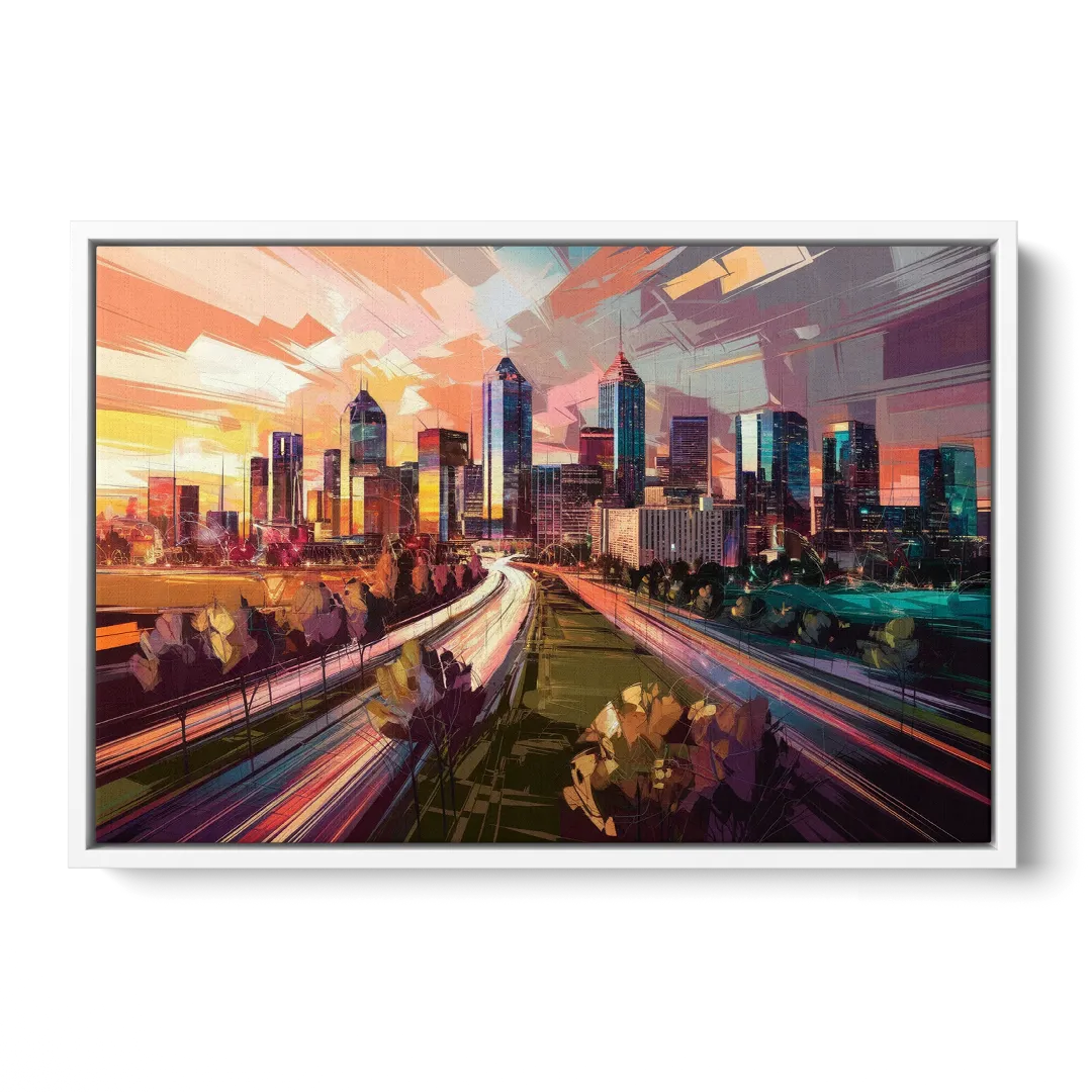Atlanta Midtown Skyline - White Frame Canvas