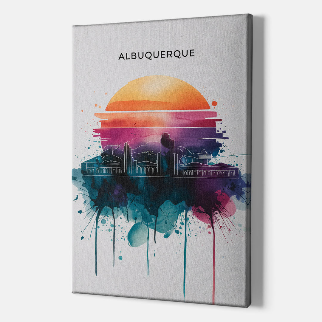 Albuquerque Skyline Sunset - Canvas Wall Art Indoor