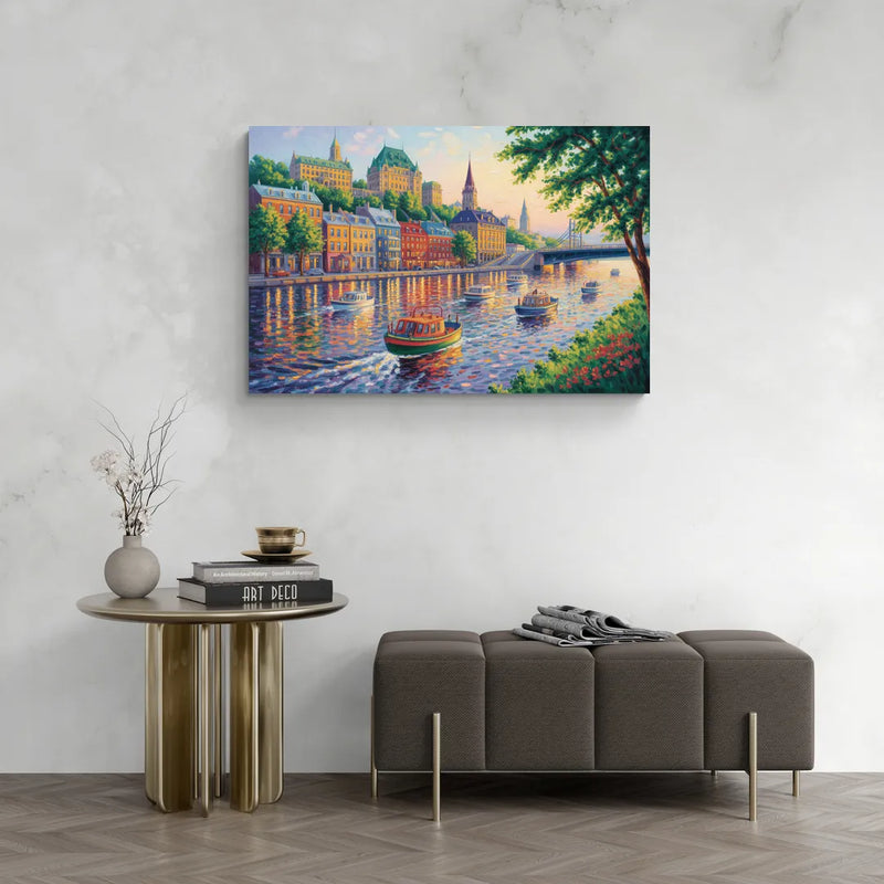 Quebec City Riverfront - Canvas Wall Art Living Room