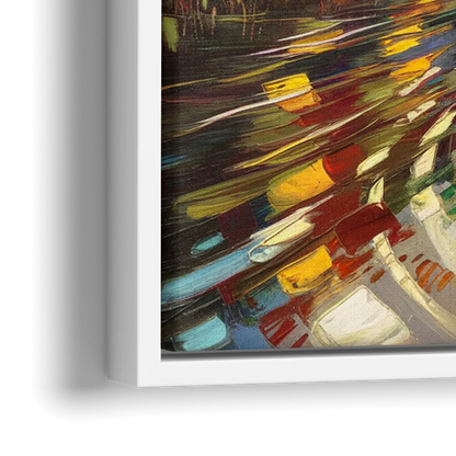 Asheville Riverfront Serenity - Close-Up White Frame Canvas