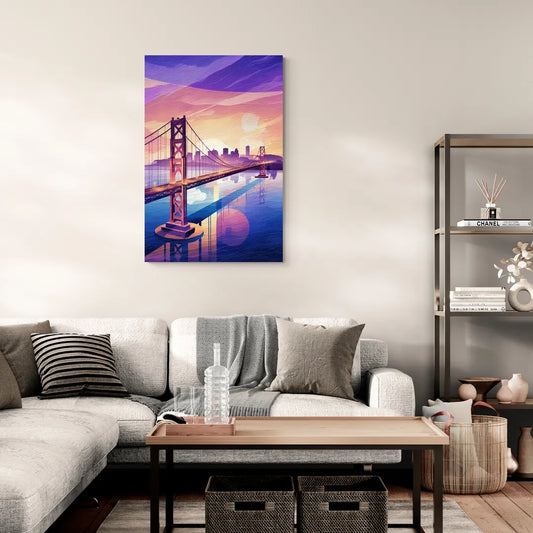 San Francisco Bay Bridge Panorama - Canvas Wall Art Living Room