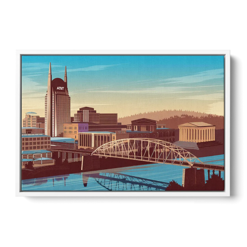 Nashville Historic Landmarks - White Frame Canvas