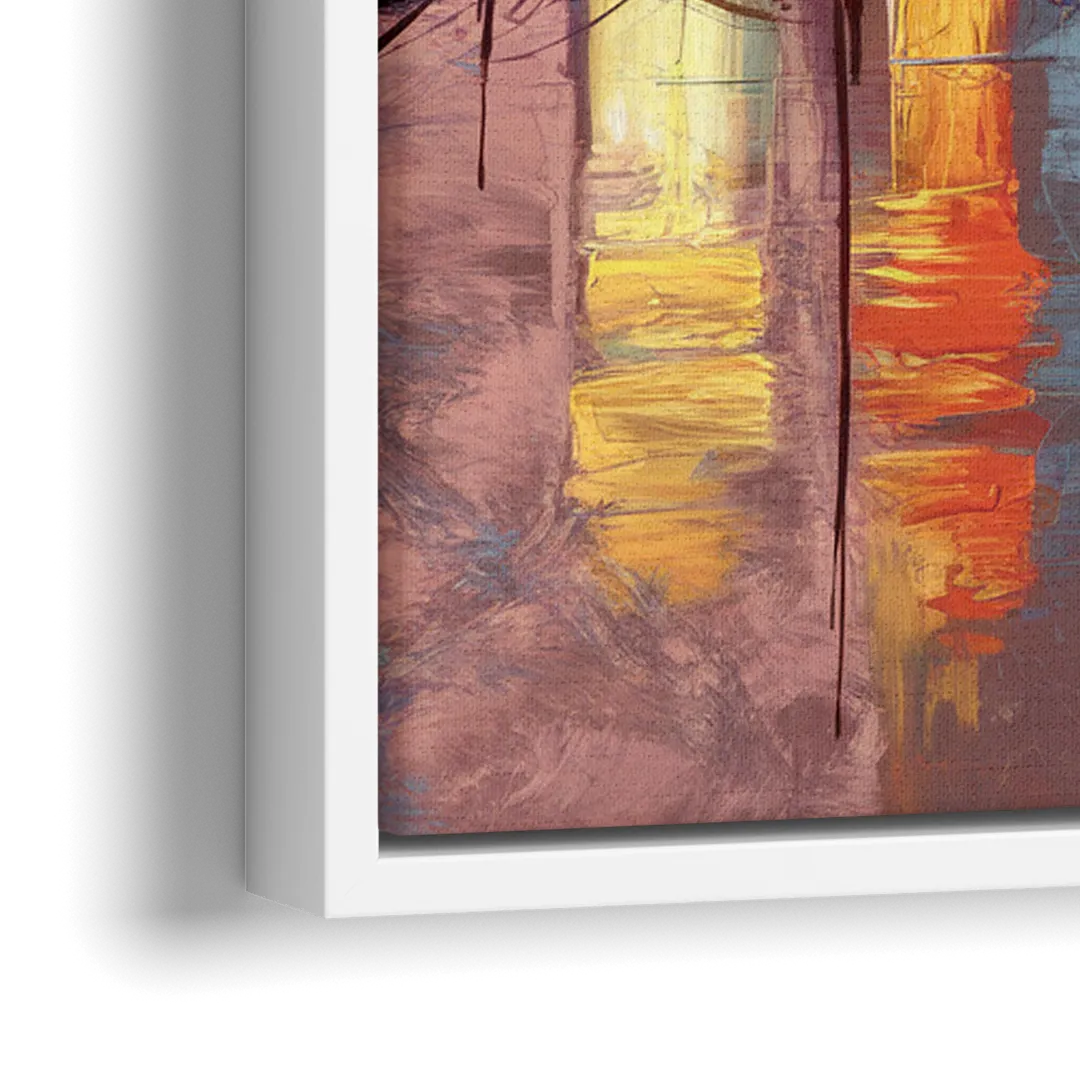 Austin Sunset Over Skyline - Close-Up White Frame Canvas