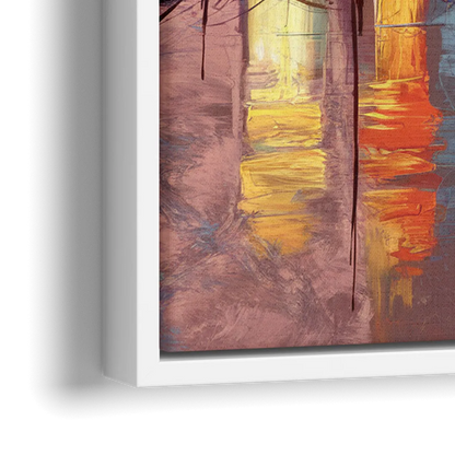 Austin Sunset Over Skyline - Close-Up White Frame Canvas