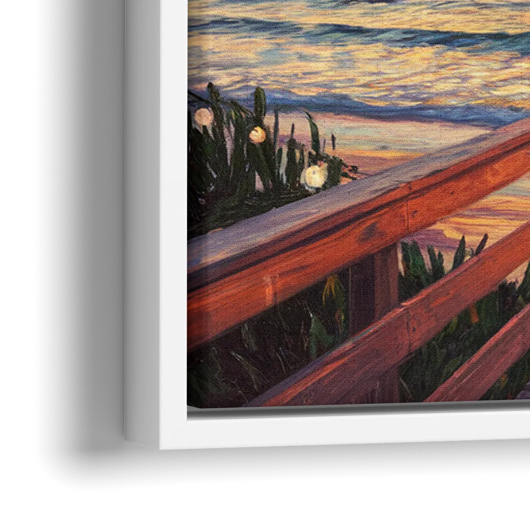 Cape May Sunset Pier - Close-Up White Frame Canvas