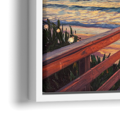 Cape May Sunset Pier - Close-Up White Frame Canvas