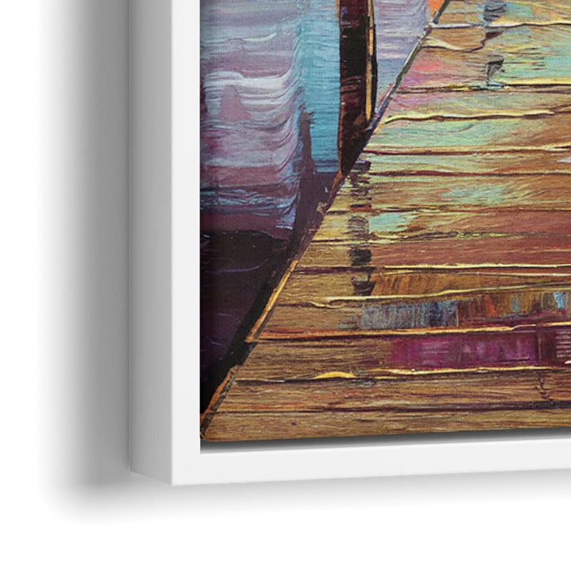 Charleston Harbor at Sunset - Close-Up White Frame Canvas